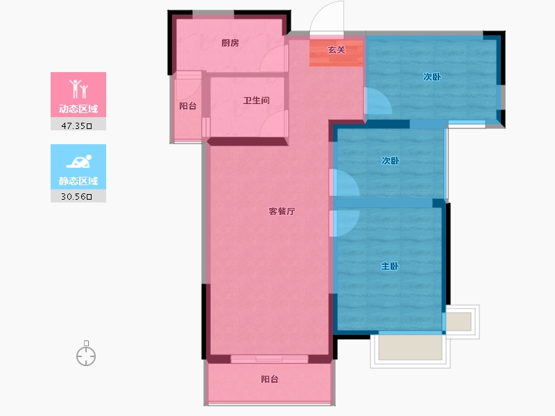 湖南省-长沙市-中国铁建山语城-69.36-户型库-动静分区