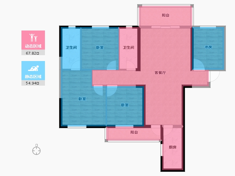 湖南省-长沙市-金富湘江悦城-109.54-户型库-动静分区