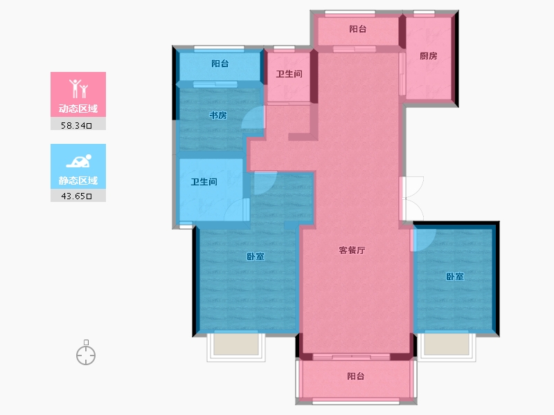 湖南省-常德市-浩创·德谷生态城-89.99-户型库-动静分区