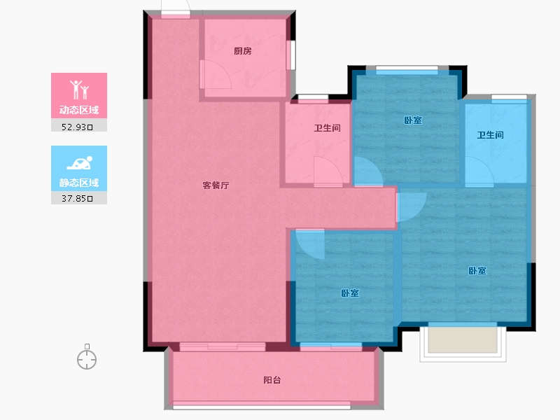 山东省-泰安市-奕珑·西周城-82.00-户型库-动静分区