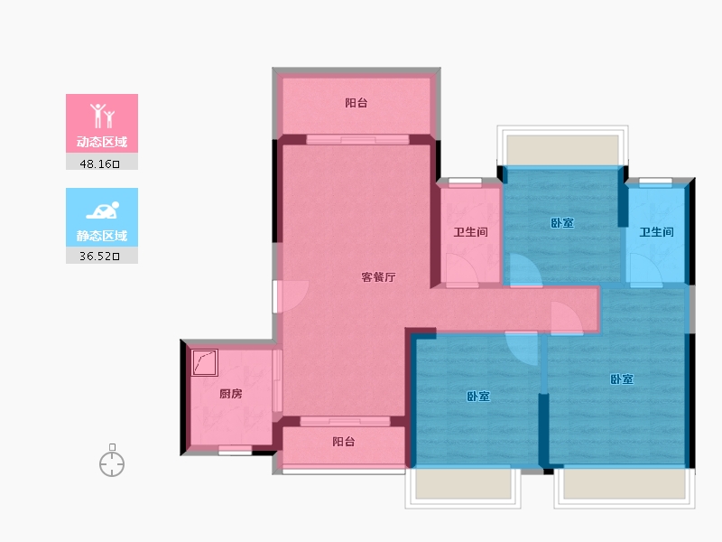 广东省-惠州市-海伦堡海伦时光-75.06-户型库-动静分区