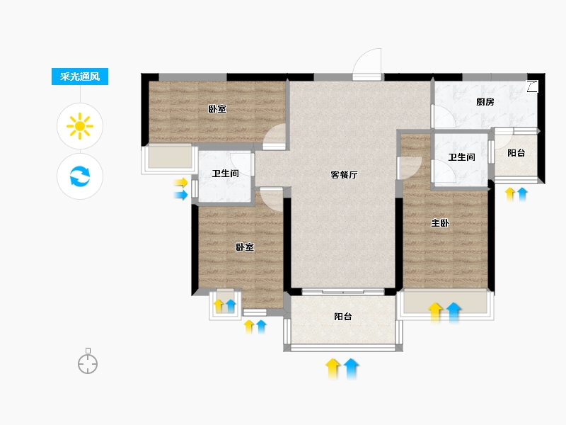 广东省-佛山市-碧桂园联丰天汇湾-82.01-户型库-采光通风