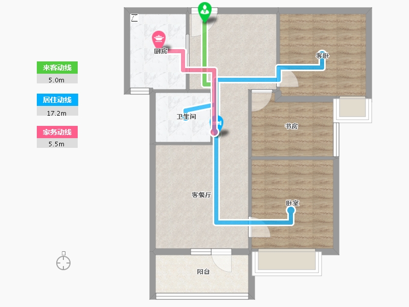 湖北省-武汉市-九坤新城壹号御府-78.60-户型库-动静线