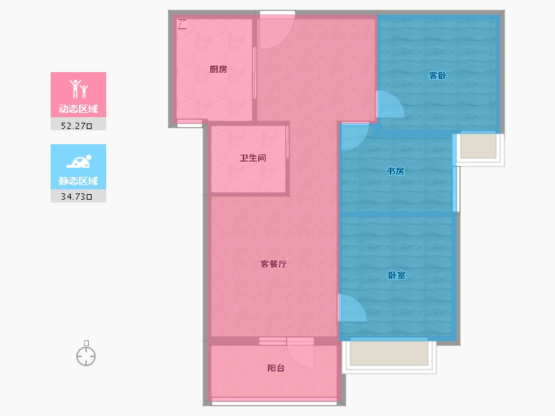 湖北省-武汉市-九坤新城壹号御府-78.60-户型库-动静分区