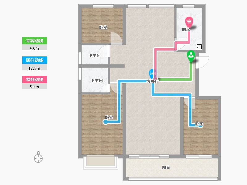 山东省-泰安市-竹溪山居-111.00-户型库-动静线