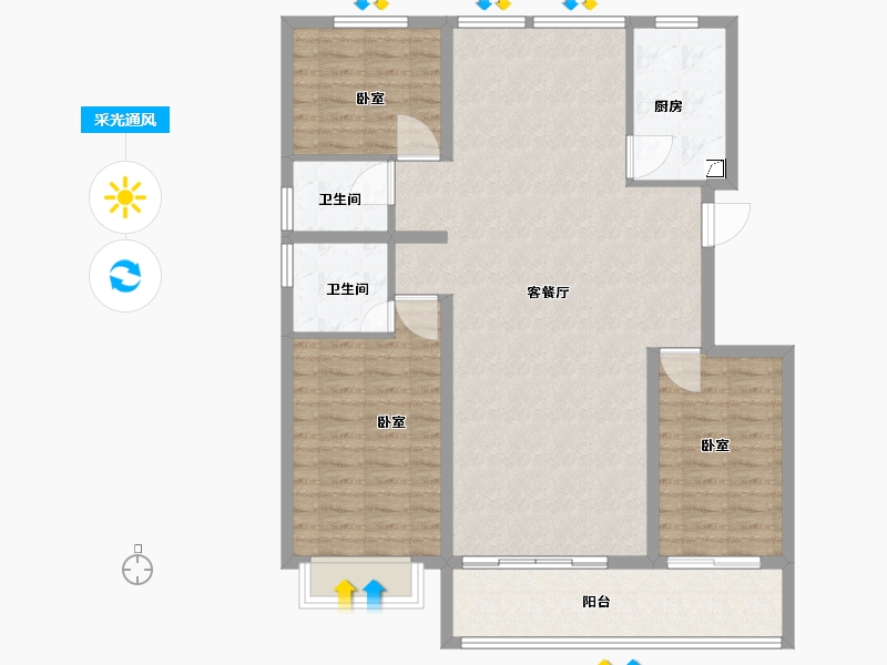 山东省-泰安市-竹溪山居-111.00-户型库-采光通风