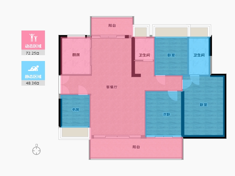 湖南省-郴州市-五岭央著-111.45-户型库-动静分区