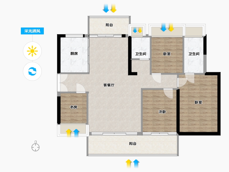 湖南省-郴州市-五岭央著-111.45-户型库-采光通风