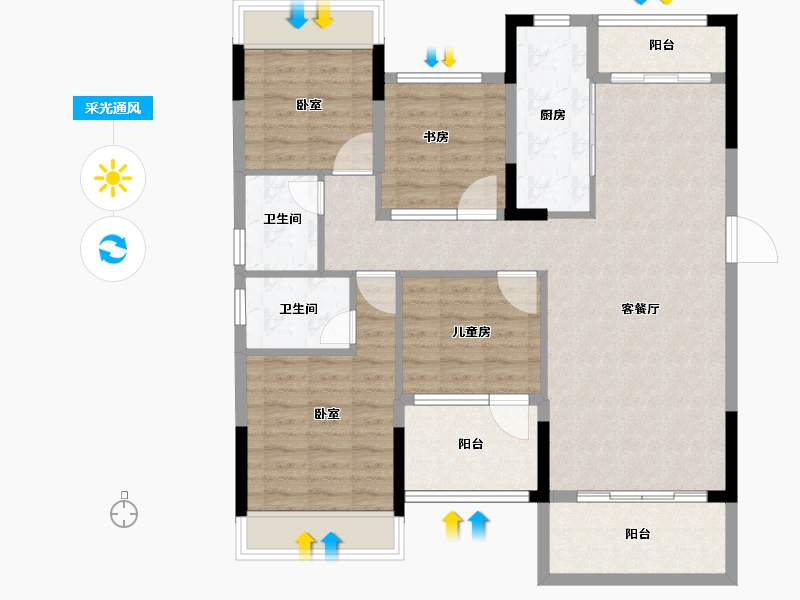 广东省-韶关市-曲江丽景嘉园-106.84-户型库-采光通风