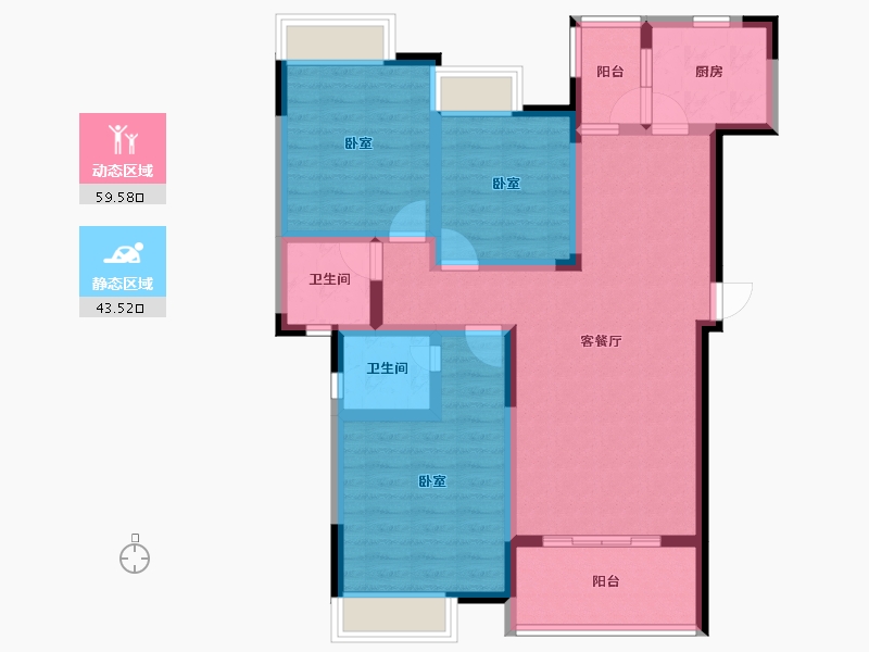 湖南省-常德市-第一书香二期-90.78-户型库-动静分区