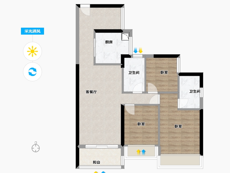 广东省-广州市-中建·鄂旅投岭南悦府-71.00-户型库-采光通风