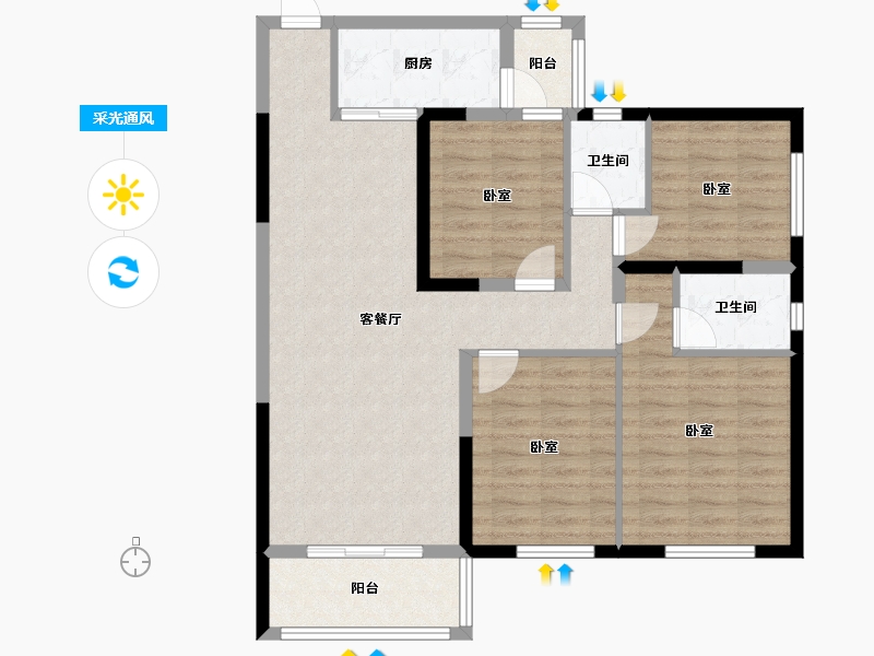 湖南省-长沙市-金富湘江悦城-96.24-户型库-采光通风