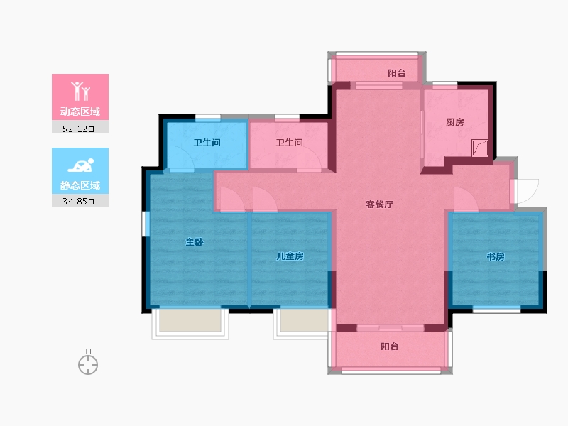 广东省-惠州市-融创玖樟台-76.90-户型库-动静分区