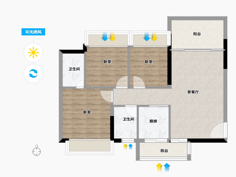 广东省-珠海市-诚丰荔园-72.50-户型库-采光通风