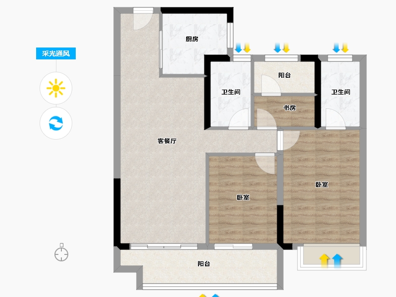 湖南省-长沙市-澳海文澜府-82.25-户型库-采光通风