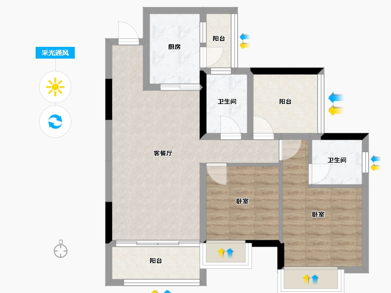 广东省-珠海市-时代都荟大境-69.00-户型库-采光通风