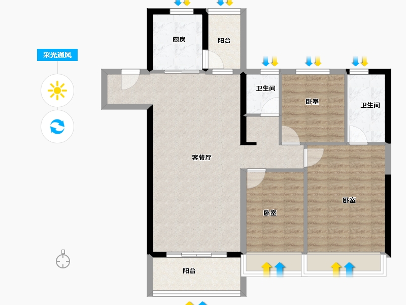 广东省-惠州市-碧桂园逸泉山庄-94.00-户型库-采光通风