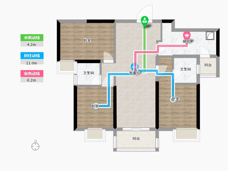 湖北省-武汉市-碧桂园领誉-83.98-户型库-动静线