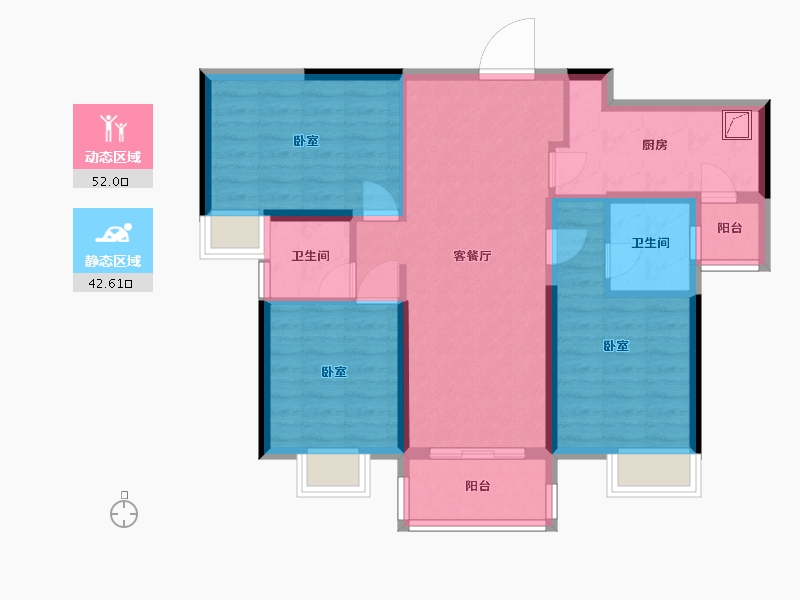 湖北省-武汉市-碧桂园领誉-83.98-户型库-动静分区