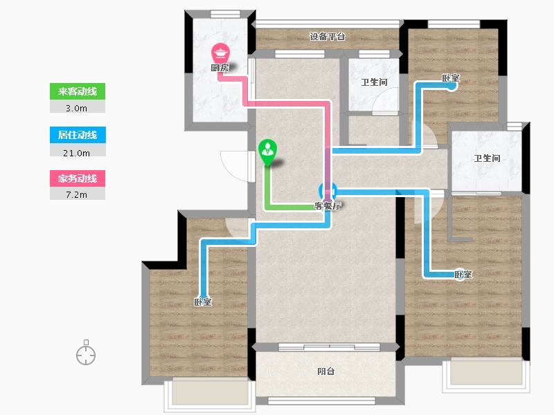 湖南省-长沙市-洋沙小镇-96.48-户型库-动静线