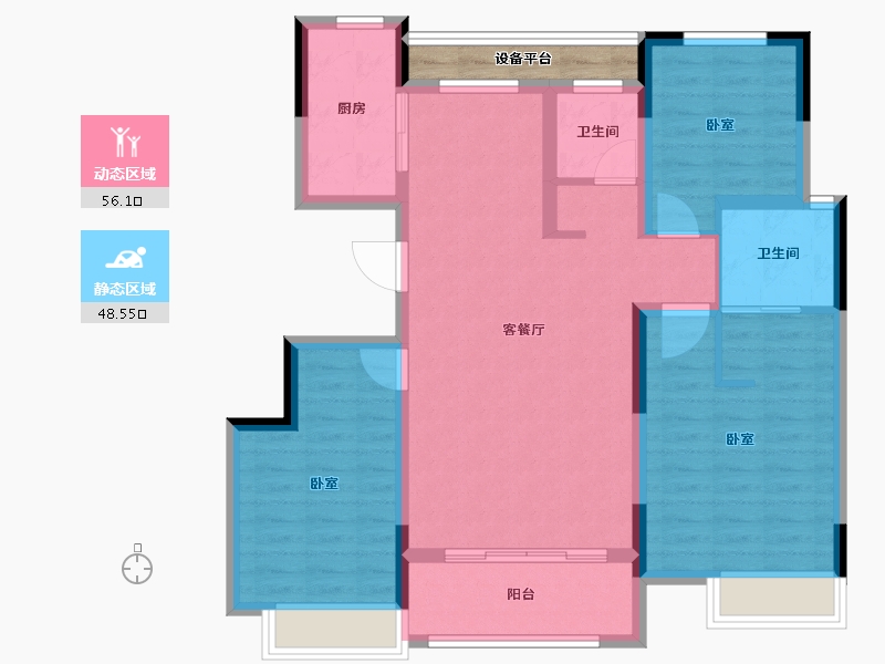 湖南省-长沙市-洋沙小镇-96.48-户型库-动静分区