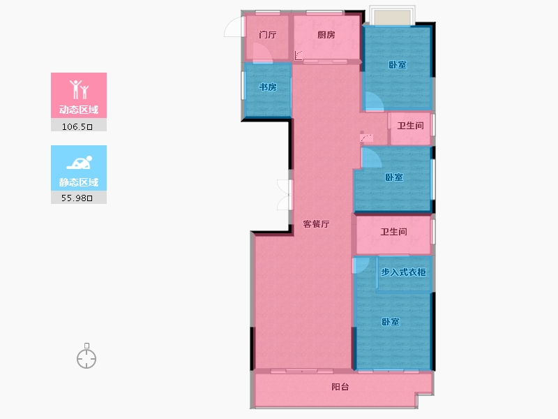 湖北省-武汉市-当代中锐万国府MOMΛ-148.52-户型库-动静分区