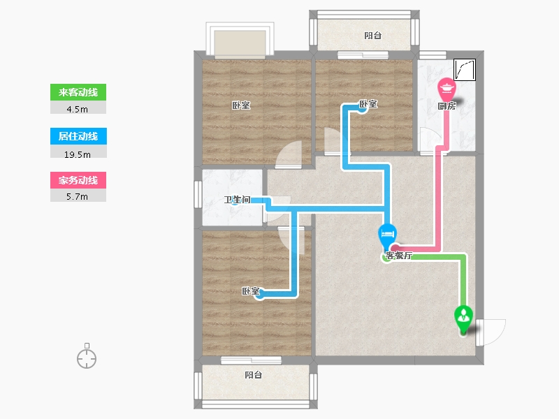 湖北省-武汉市-九坤新城壹号御府-74.89-户型库-动静线