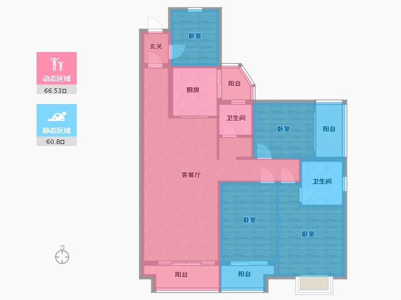 湖南省-怀化市-恒辉·今典广场-114.53-户型库-动静分区