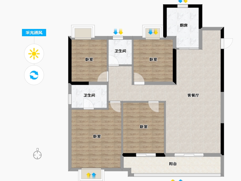 福建省-泉州市-保利壹号公馆-114.00-户型库-采光通风