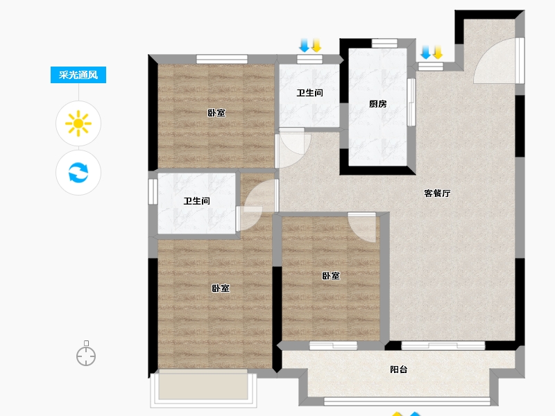 安徽省-芜湖市-大发上坤·铭悦四季-86.00-户型库-采光通风