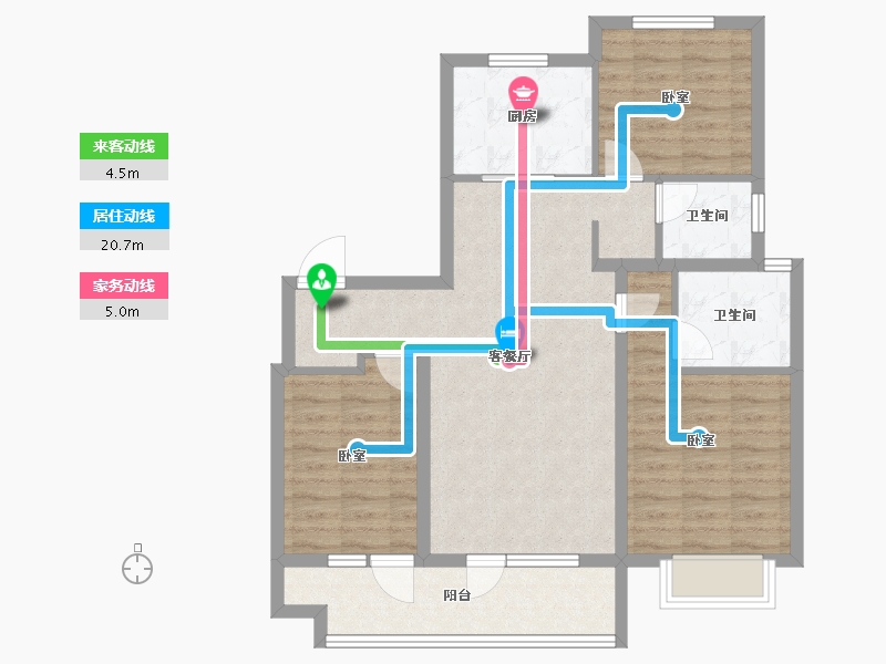 山东省-烟台市-芝罘万科城-86.00-户型库-动静线