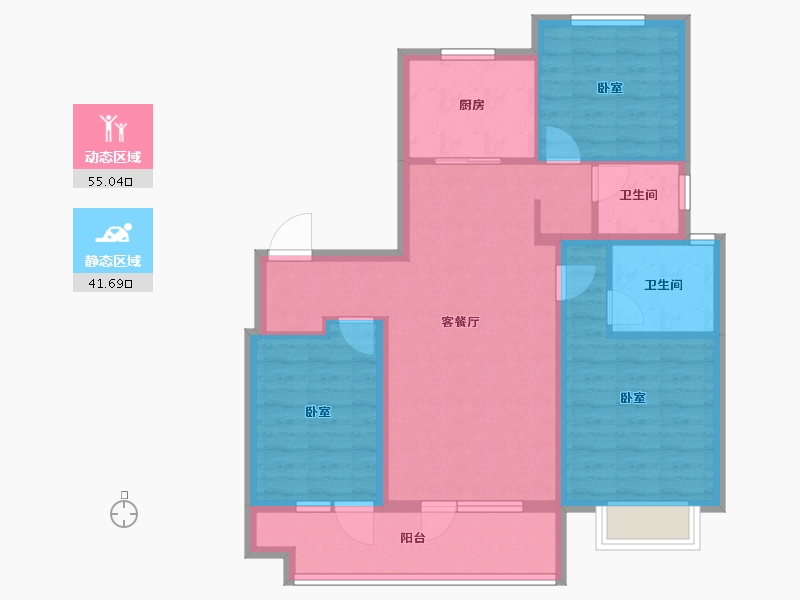 山东省-烟台市-芝罘万科城-86.00-户型库-动静分区