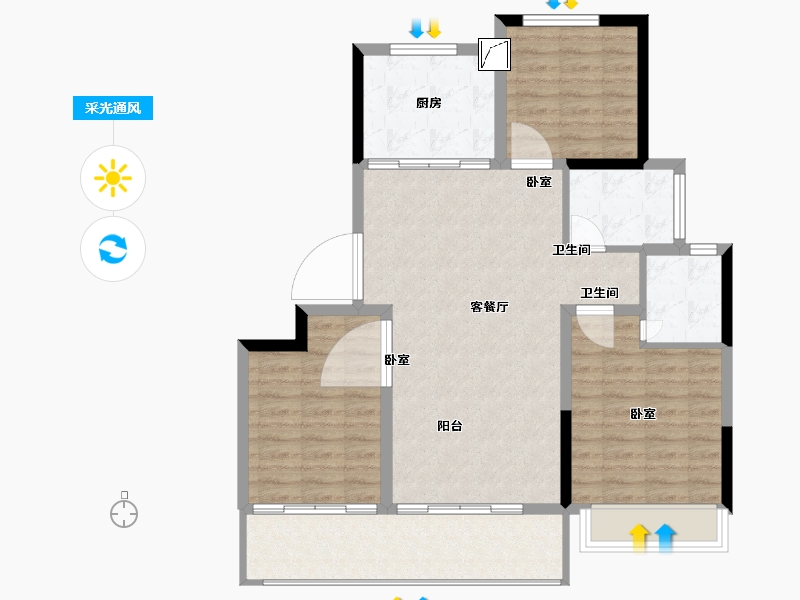 江苏省-南通市-水上源墅-92.00-户型库-采光通风