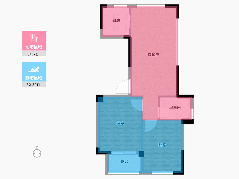 浙江省-湖州市-宇诚旺庄-60.86-户型库-动静分区