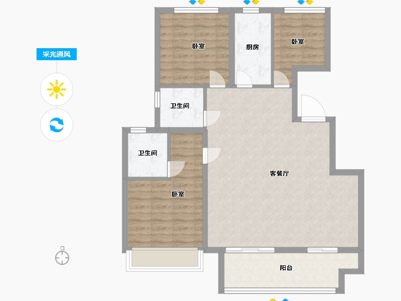 河南省-郑州市-龙湖·天境-93.00-户型库-采光通风