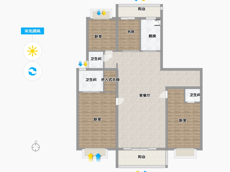 江苏省-无锡市-奥园丹芙春城-152.58-户型库-采光通风