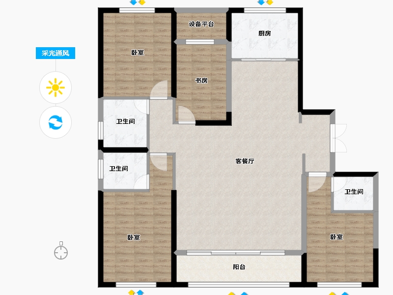 山东省-潍坊市-枫丹兰亭荟-146.00-户型库-采光通风