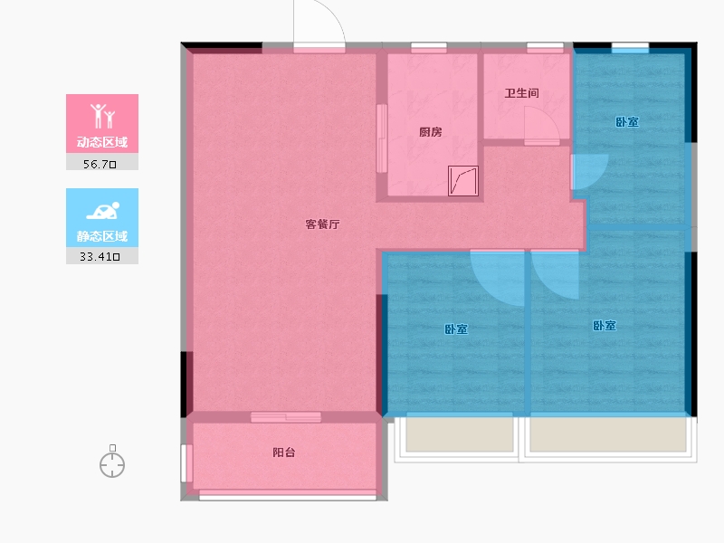 安徽省-马鞍山市-碧桂园紫金东苑-81.36-户型库-动静分区