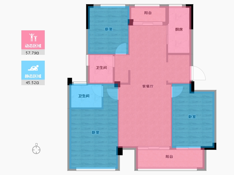 浙江省-湖州市-宇诚旺庄-94.00-户型库-动静分区