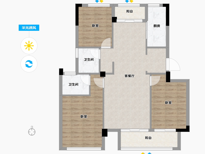 浙江省-湖州市-宇诚旺庄-94.00-户型库-采光通风