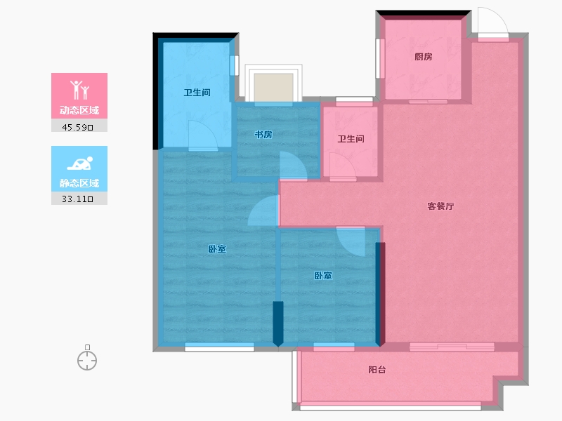 福建省-漳州市-宏冠翰林首府-70.10-户型库-动静分区