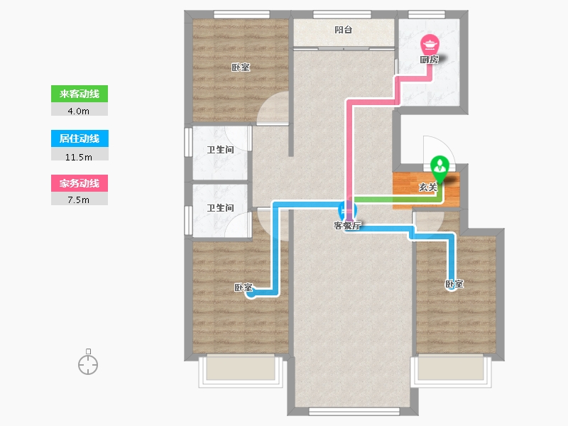 内蒙古自治区-鄂尔多斯市-观山悦-90.97-户型库-动静线