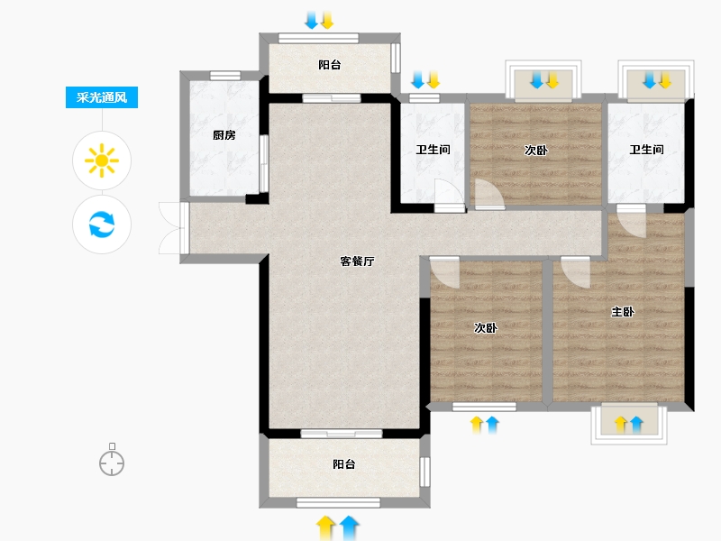 湖北省-黄石市-宏维半岛-99.00-户型库-采光通风