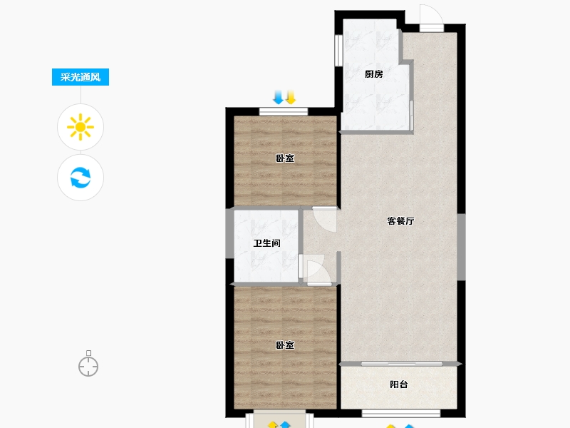 山西省-太原市-富力城玖院-70.00-户型库-采光通风