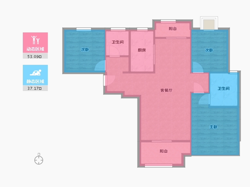 陕西省-西安市-汇悦城-82.02-户型库-动静分区