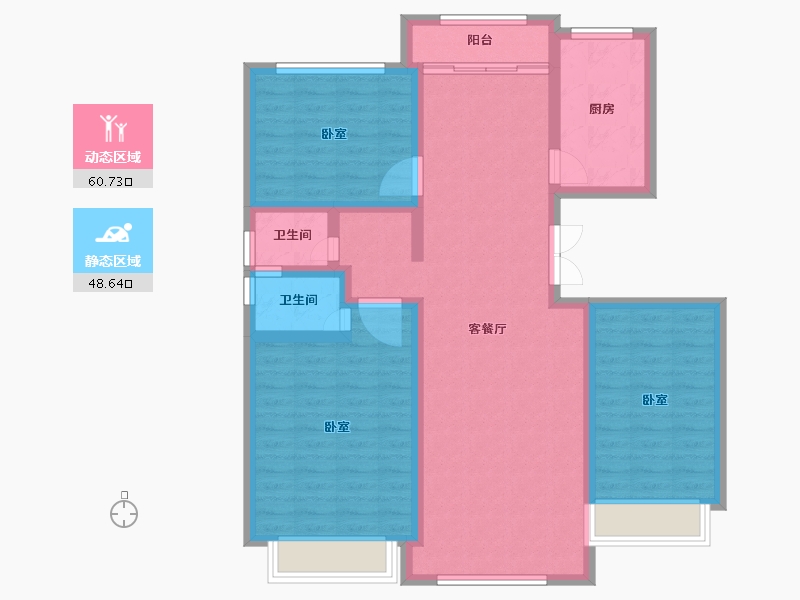 内蒙古自治区-鄂尔多斯市-观山悦-97.29-户型库-动静分区