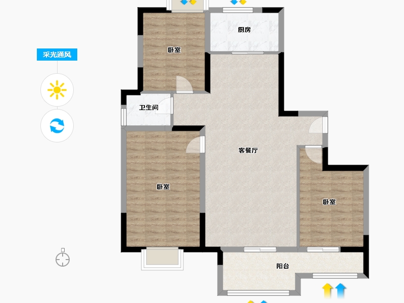 河南省-南阳市-星旺·水韵绿庭-101.57-户型库-采光通风