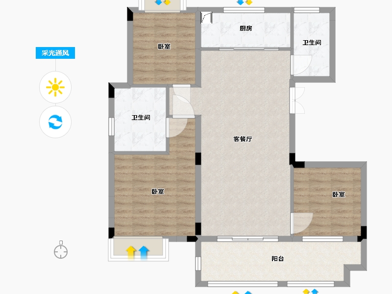 安徽省-芜湖市-华强江城九里-94.00-户型库-采光通风