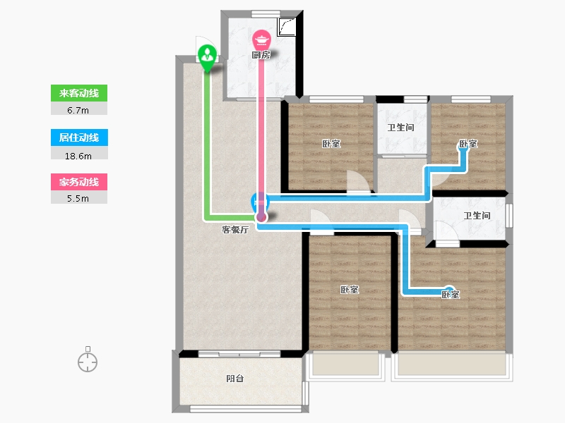 河南省-郑州市-碧桂园双湖城-106.69-户型库-动静线