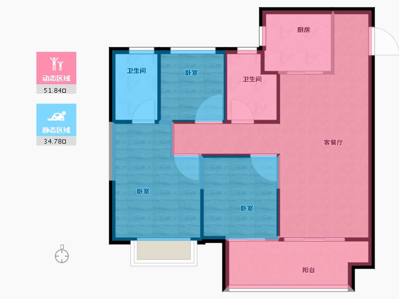 江苏省-南京市-融信青澜-79.00-户型库-动静分区